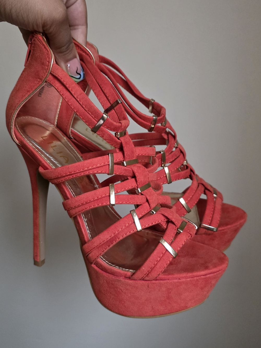 Liliana Orange Strappy Platform High Heel Sandals